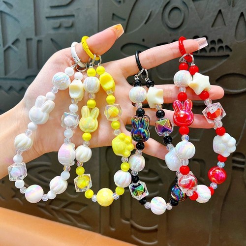 Acrylic Phone Charm Rope Bead vente en gros Doll Bag Charm Pendant Colorful Key Ring