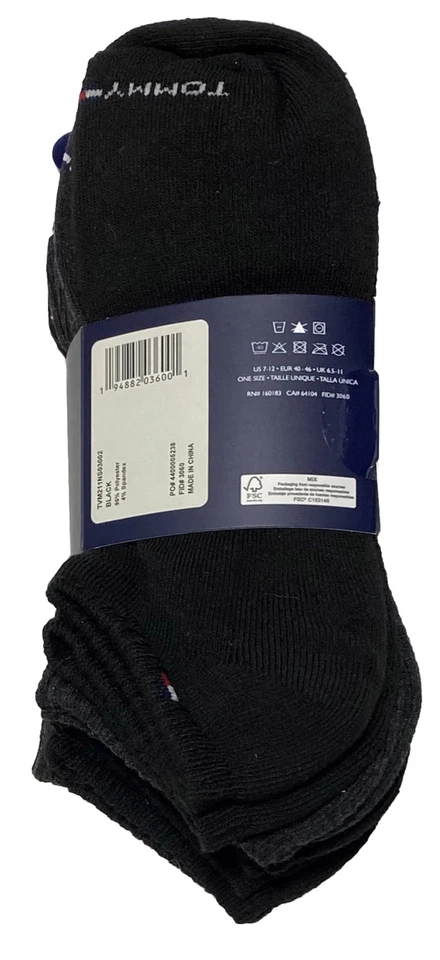 Tommy Hilfiger Hombre 6 Pares Cojín No Show Calcetines Negro/Gris Carbón Foto 3 de 3