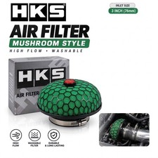 3in 76mm Hks Mushroom Air Intake Filter Green Washable Universal Car Truck