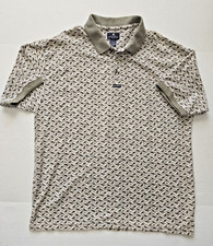 Vintage Givenchy Activewear Polo Shirt Mens XL Beige All Over Print Logo Casual