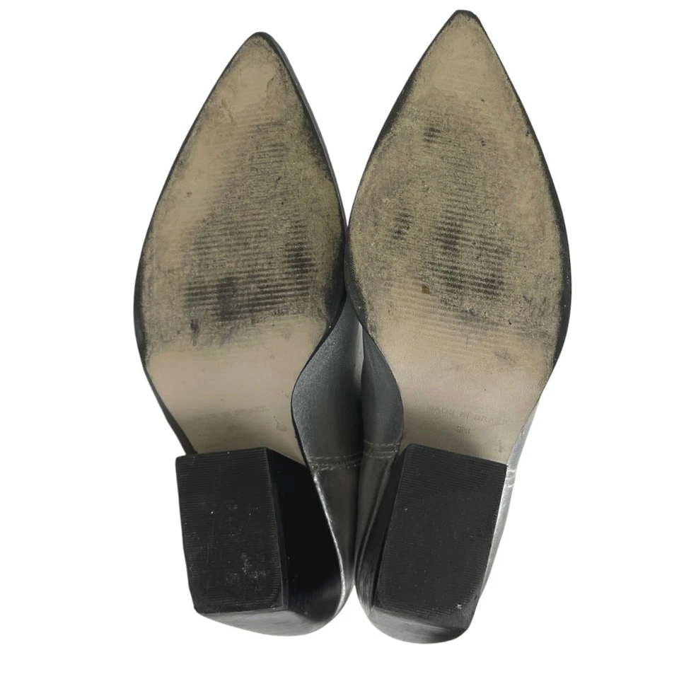 Botas occidentales Steve Madden West de cuero plateado punta puntiaguda tacón bloque 9M Foto 4 de 4