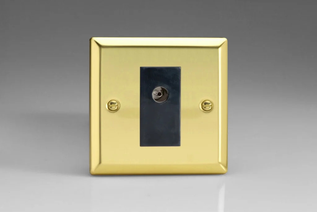 Coaxial Socket Brass TV Co-Axial Classic Victorian Black Insert Varilight