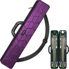 Hard Shell Pool Cue Case 4X4 with Padded Slots  Shoulder Strap