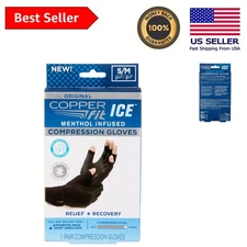 Black ICE Compression Gloves - Menthol & CoQ10 for Swelling Relief, Small/Medium