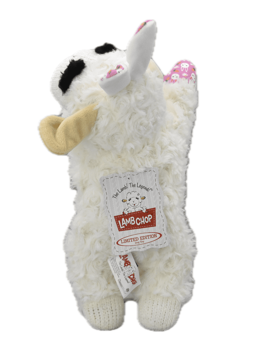 Easter Holiday Lamb Chop Medium Plush Dog Toy W/ Squeaker Pink