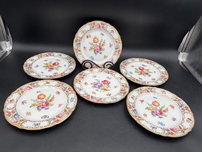 Schumann ''DRESDON FLOWERS''  Bavaria ~ Set of 6 ~ Lunch Plates ~ 7 3/4''