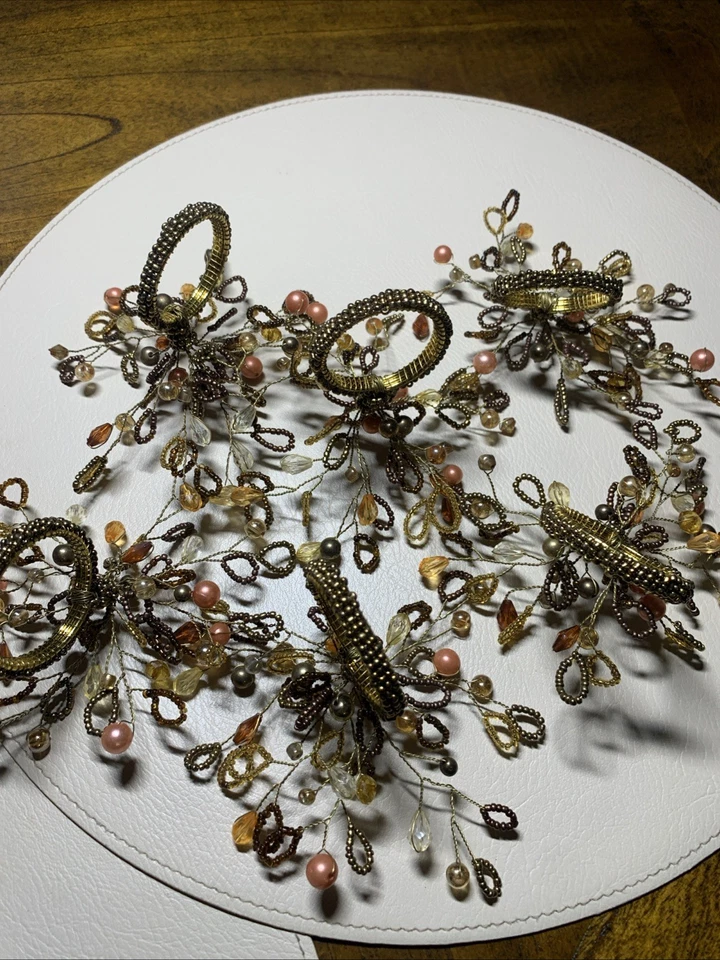 Anillos servilletas Pier One vintage ámbar oro marrón (juego de 6) Foto 4 de 4