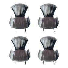 Draenert 4er-Set Armlehnstuhl Dexter Vorne Stoff Charmelle Cloud Blau 