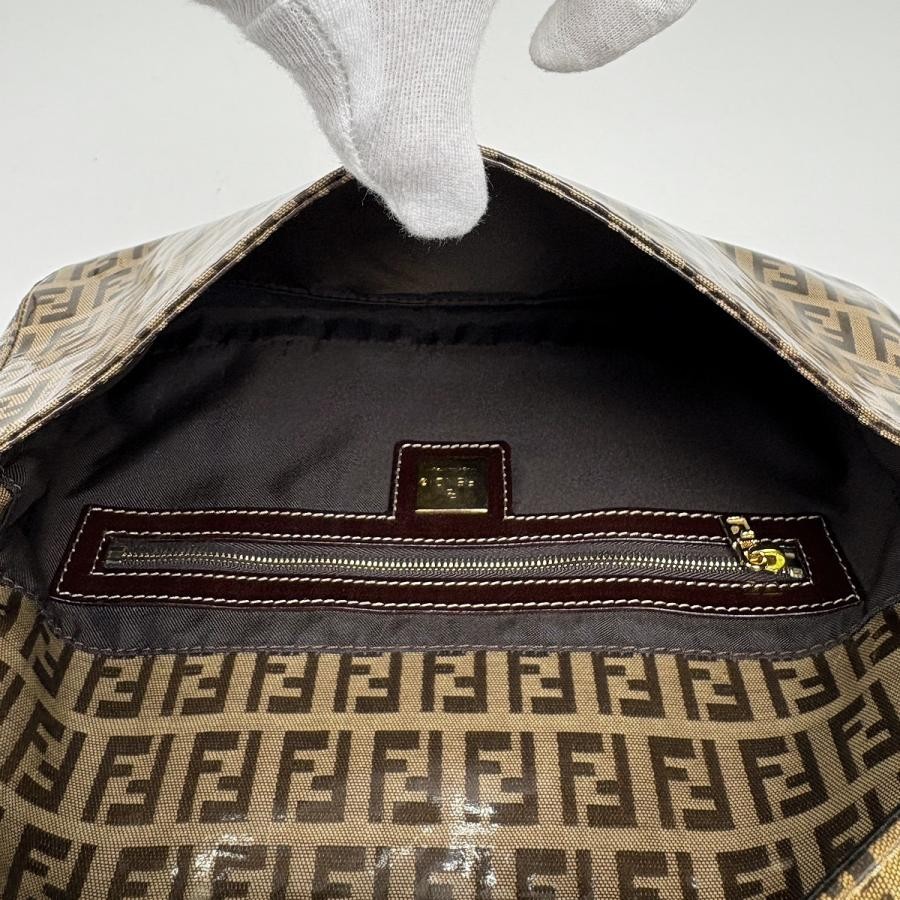 FENDI Zucchino Mamma Baguette Handbag Brown Coated Canvas 26424 #BS1044 thumbnail 7