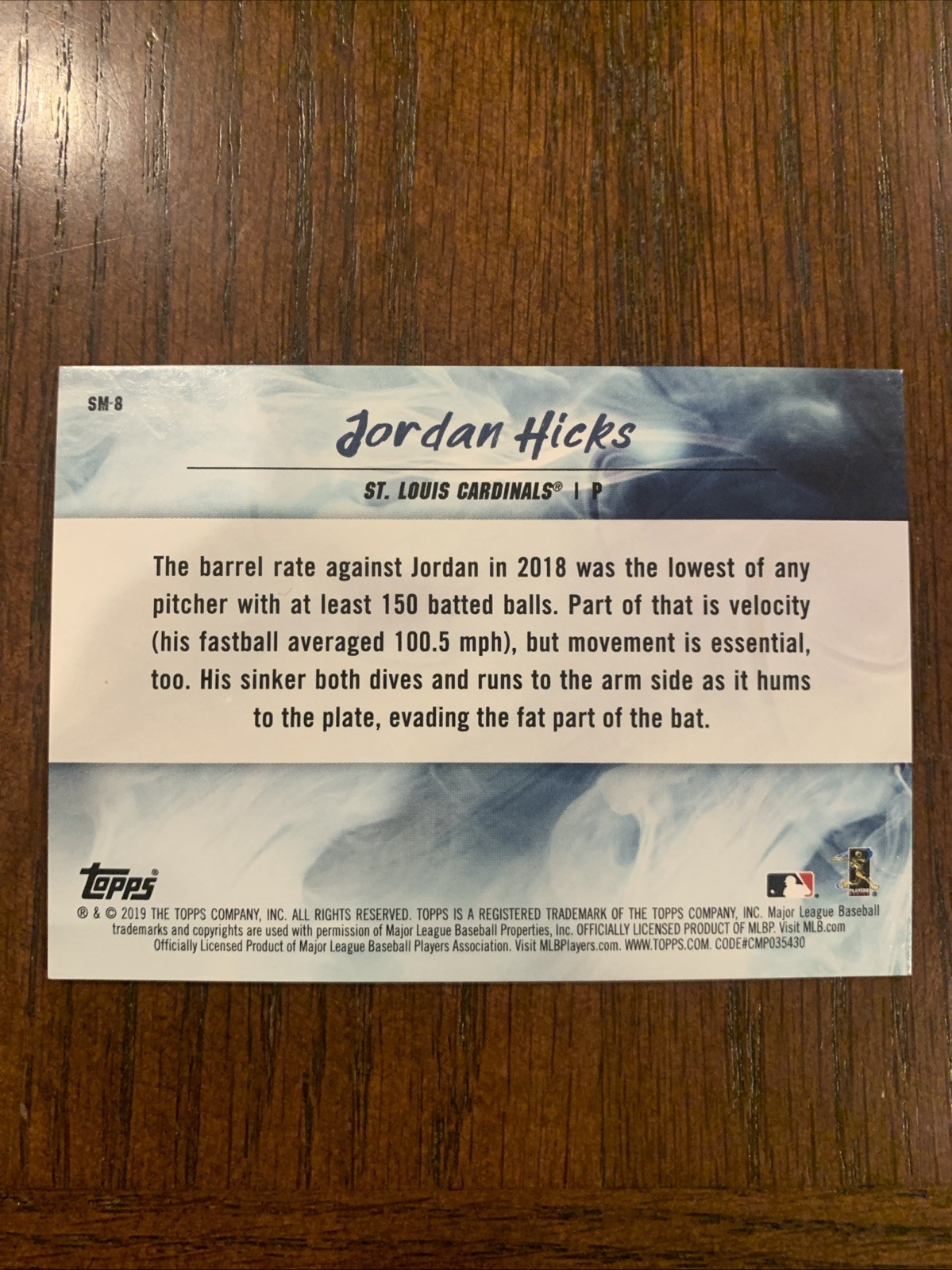Jordan Hicks 2019 Topps Fire Smoke and Mirrors Blue Chip #SM-8 Cardinals thumbnail 2