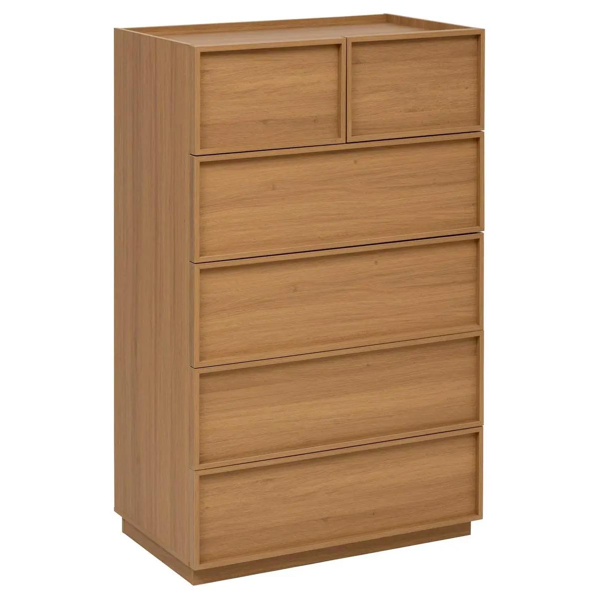 Commode 6 tiroirs Framy 127cm marron contre le désordre du salon