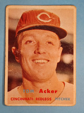1957 Topps Tom Acker Cincinnati Reds #219 GOOD heavily scuffed ⚾