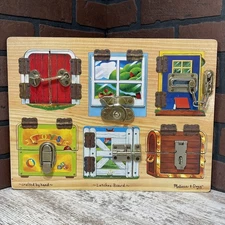 Melissa & Doug Latches Wooden Activity Board Handcrafted Toy — FAST SHIPPING!