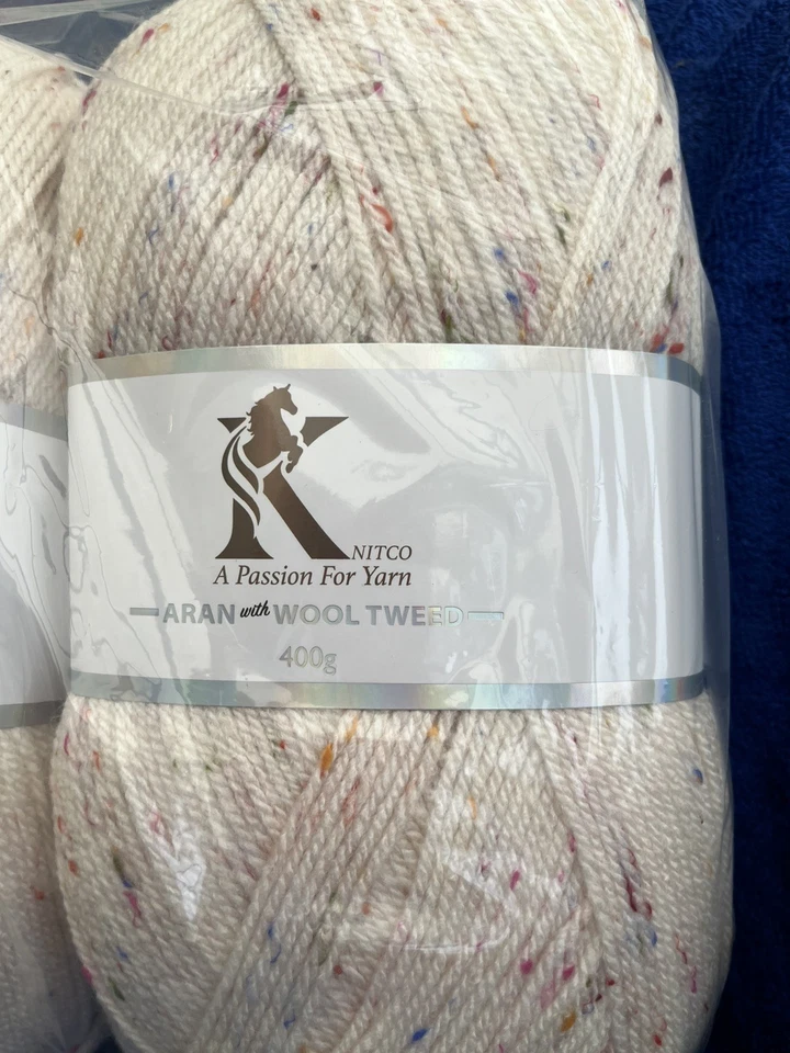 2 x 400g Knitco Aran With Wool Tweed In Cream - Image 2 of 4