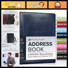 Large Address Book with Alphabetical Tabs - Holds 480 Contacts, Organizer