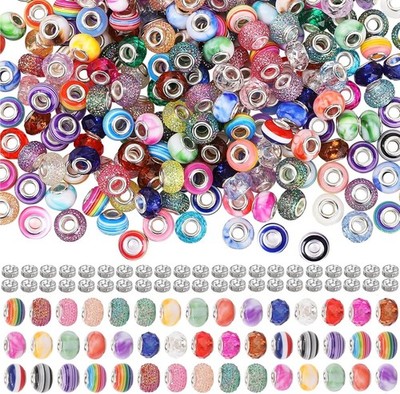 375PCS Large Hole Beads &100PCS Spacer Bead for Jewelry Making,Bulk European ...