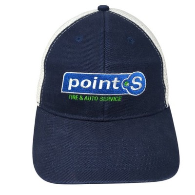 Point S Tire & Auto Service Snapback Hat Blue One Size Embroidered Colorblock