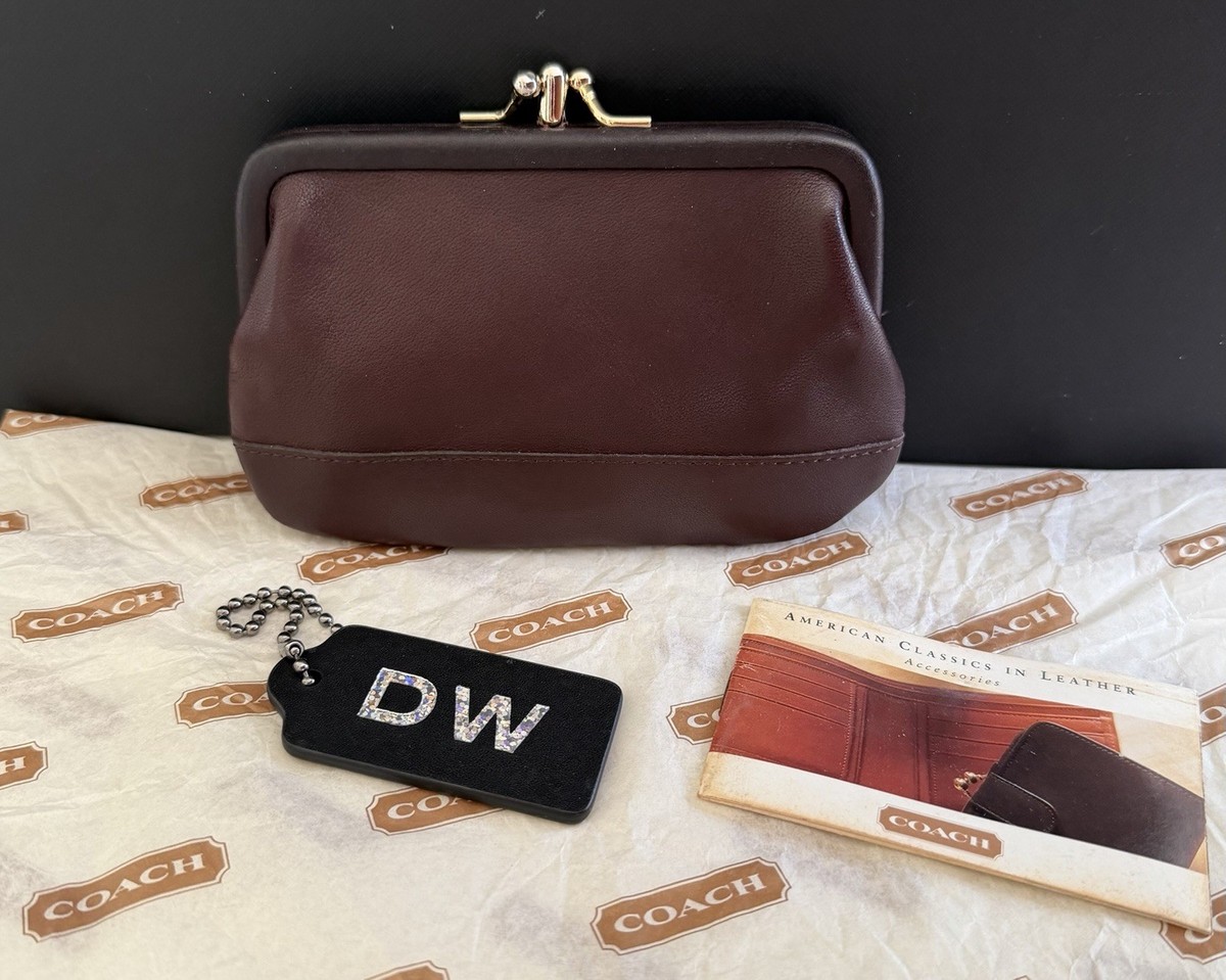 COACH VINTAGE DOUBLE KISSLOCK MAHOGANY COIN/CHANGE PURSE CLUTCH