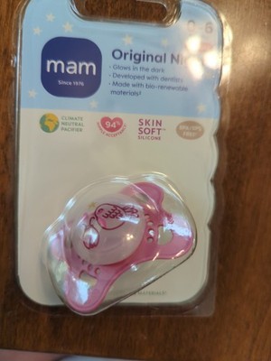 MAM Original Night Orthodontic Glow in the Dark Pacifiers 0-6 Months Bright Pink