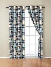 Rustic Modern Farmhouse Cabin Lodge Window Treatment Grommet Curtain Set with...