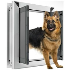Large Dog Door Aluminum Pet Door Double Panels Automatic Close 17''x21'' 110lb