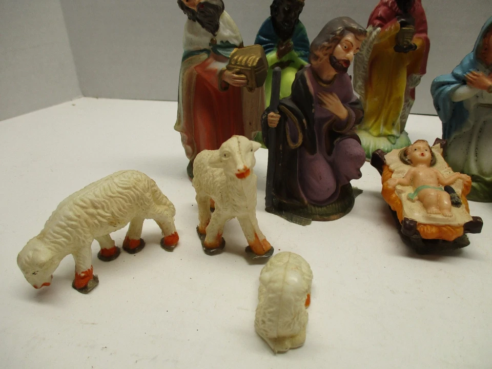 Vintage Plastic Celluloid Nativity Set Figurines Lot Of 14 - Image 2 of 4