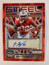 Treveyon Henderson 1/1 RC Auto. 2025 Leaf Trinity. NE Patriots, OSU Color Match