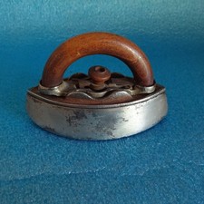 Antique Vtg Mini Small Miniature Salesman Cast Iron Sad Flat Iron w/Wood Handle