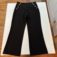 Anewsta Black Ladies Dress Pants XL/Size 12 Flare Leg Gold Accents