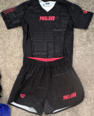 Phalanx MMA Rash Guard Shirt & Shorts Set, Black/Red, Size M