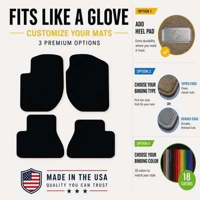 Avery Touring Black Carpet Front & Rear Floor Mats for 2002-2005 Freelander #ld