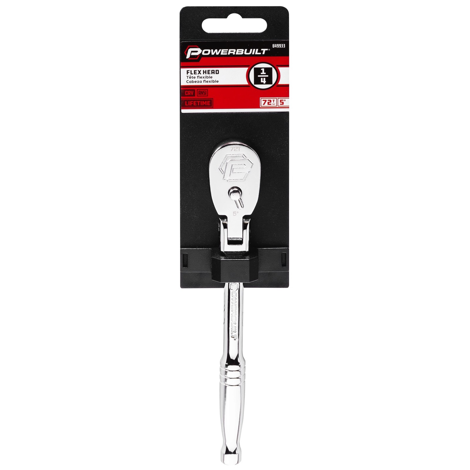 Powerbuilt 1/4 Inch Drive 72 Tooth Sealed Head Flex Ratchet - 6-1/4 Inches Long
