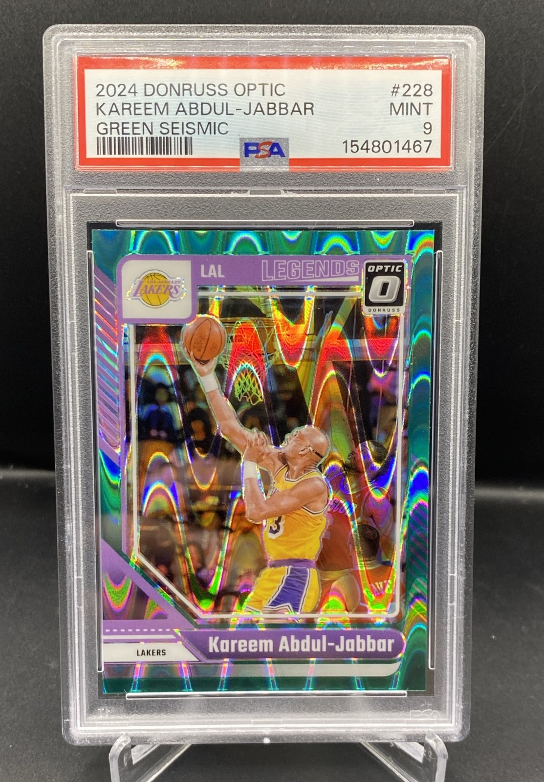2024-25 Panini Optic - Legends Kareem Abdul-Jabbar #228 Green Seismic PSA 9
