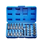 34 Pieces Socket Wrench Kit Chrome-Finished Socket Set with Case Organized Tool