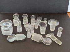 Lot of 17 VTG Assorted Pyrex & Kimax Ground Glass Bottle Stoppers Lab Apothecary