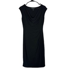 Lauren Ralph Lauren Women’s Black Layered Front Short Sleeve Midi Dress Size 6