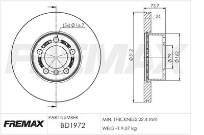 Remax BD-1972 Brake Disc for BMW