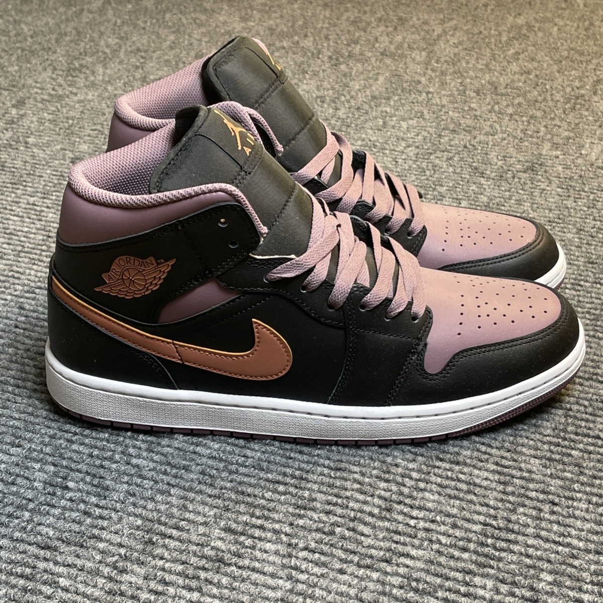 Nike Air Jordan 1 Mid Shoes Men Size 10.5 Sky J Mauve Black Orange