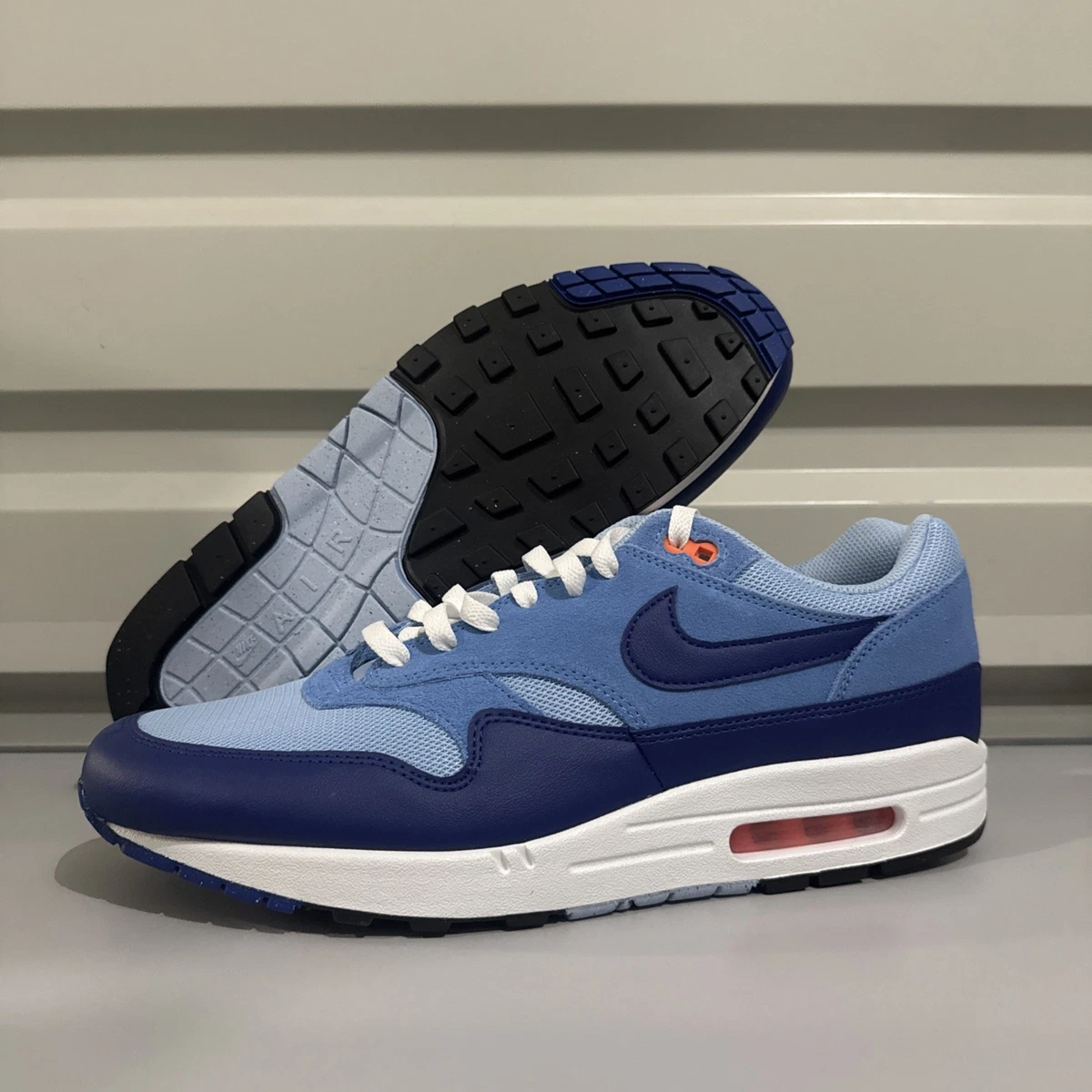 Nike Air Max 1 ESS 'Psychic Blue' Orange White Shoes Mens Size 13