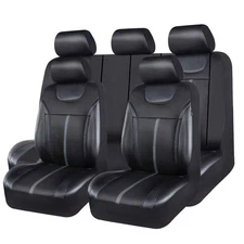 Sporty Carbon Leather Universal Car Seat Cover with Zipper Design, Fit for Su...