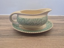 Vintage Burleigh Balmoral Gravy Boat & Dish English Pottery 7" / 7.5"