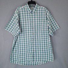 Wrangler Men's Casual Button-Down Shirt XL Green Plaid Short Sleeve Cotton