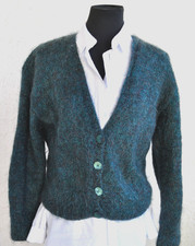 Jacke Weste Handarb. Anny Blatt Mohair Grün 38 - 40 Glitzereffekt