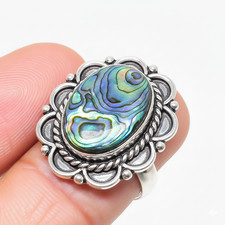 Abalone Shell Gemstone 925 Sterling Silver Jewelry All Size Ring For Gift