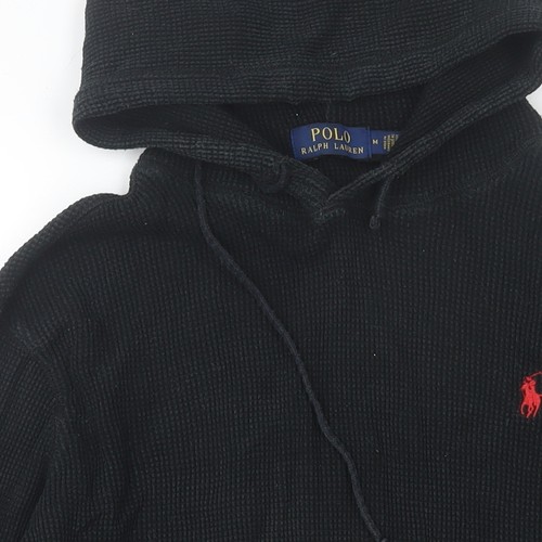 Polo Ralph Lauren Para Mujer Negro Tejido Waffle Sudadera con Capucha Jersey M - Imagen 8 de 12