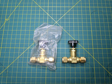 Lot of 2: Swagelok B-4JN Brass Screwed-Bonnet Needle Valve 1/4" OD New Old Stock