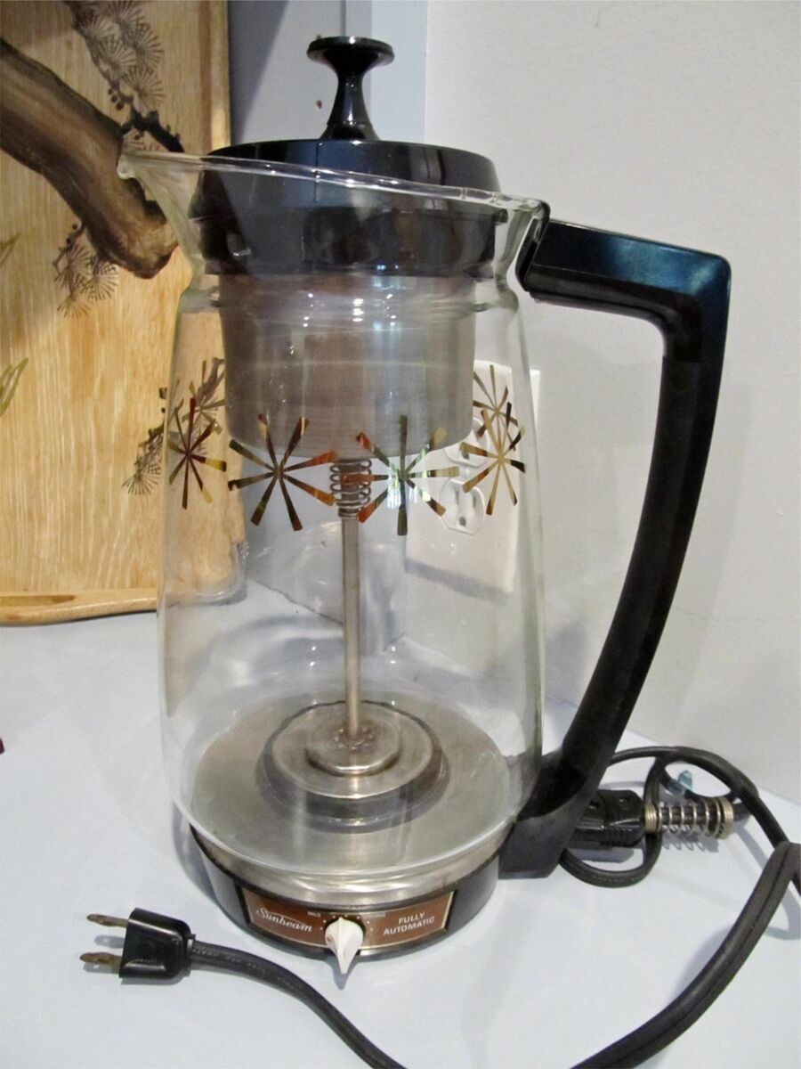 Vintage Sunbeam AP-Z 12 Cup Electric Percolator Glass Gold Stars