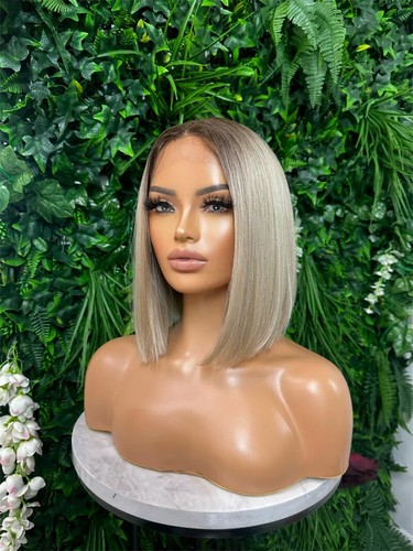 Ombre Blonde Lace Front Wigs Short Human Hair Wig 13x4 Lace Front Wig - Picture 4 of 12