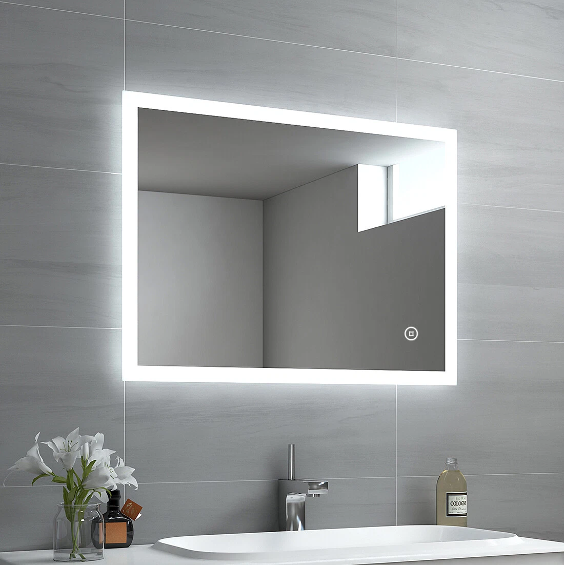 LED Badspiegel Mit Beleuchtung Wandspiegel Badezimmerspiegel Lichtspiegel EMKE