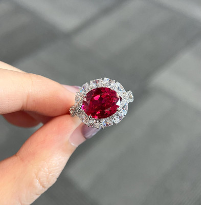 5.20 Ct Oval Cut Certified Natural Red Ruby Diamond Wedding Ring 950 Platinum